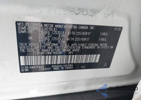 2021 Toyota Rav4 Xle from USA, damaged, VIN 2T3P1RFV9MC166085